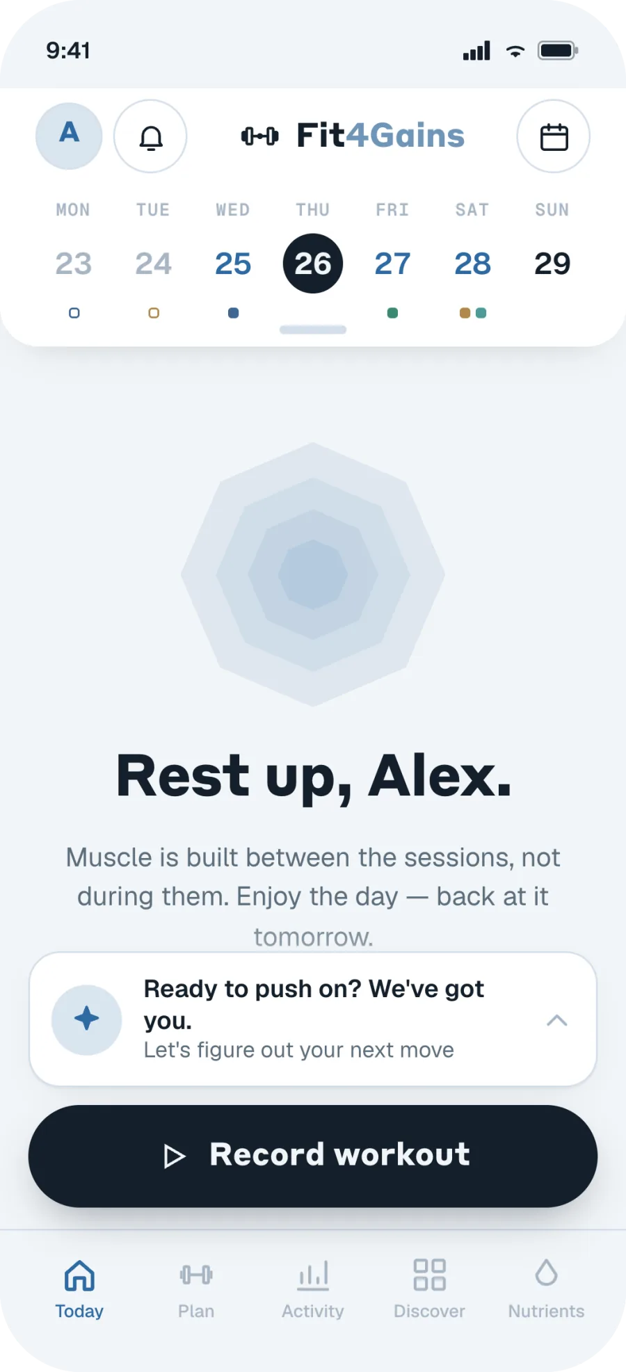 Fit4Gains app screen